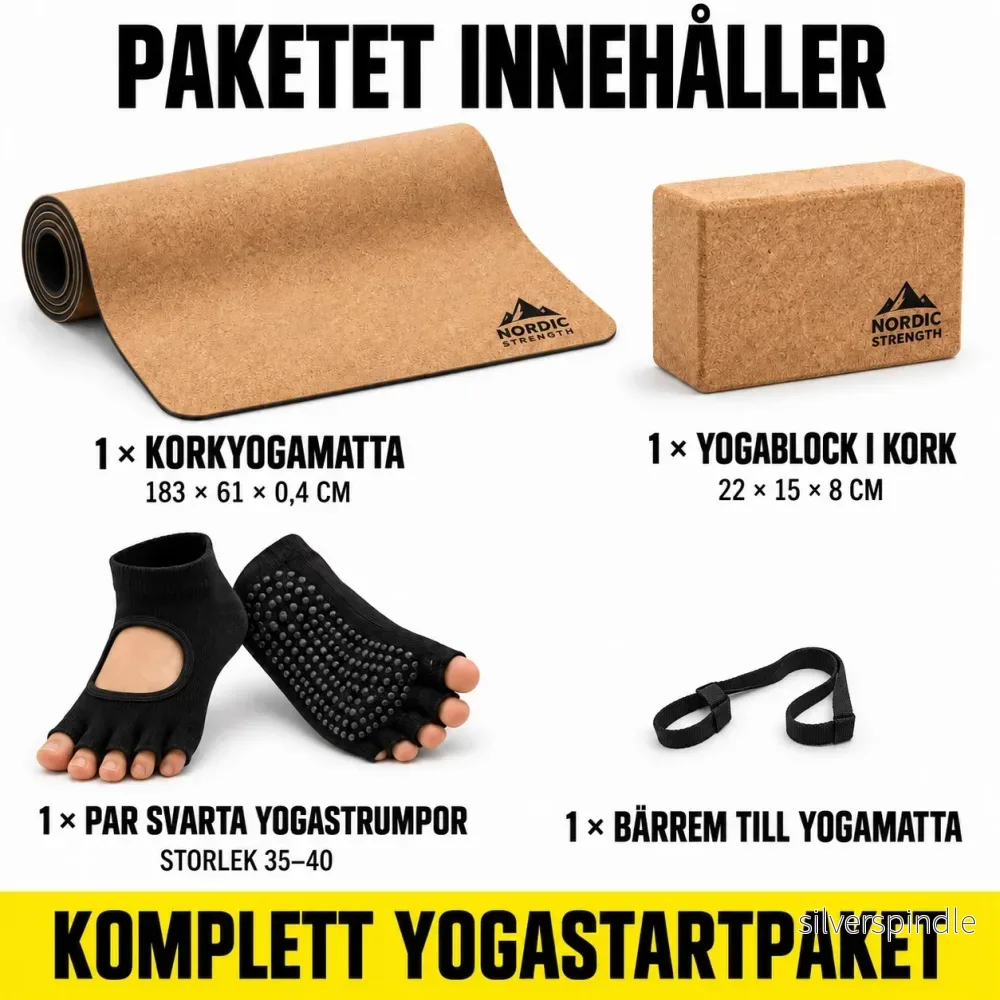 Yoga startpaket i kork med matta, block och tillbehör - Bild 2