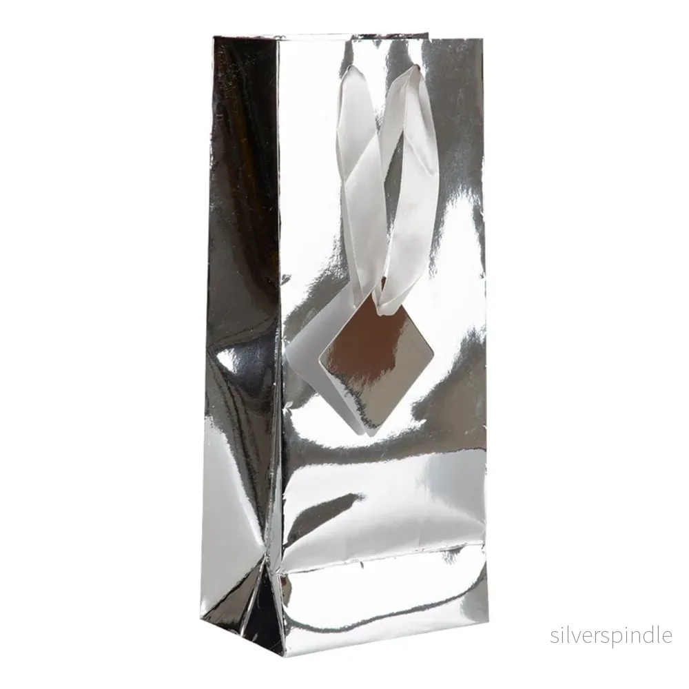Presentpåse till flaska | Folie Silver | Flaskpåse 11×37 cm Presentpåse till flaska | Folie Silver | Flaskpåse 11×37 cm