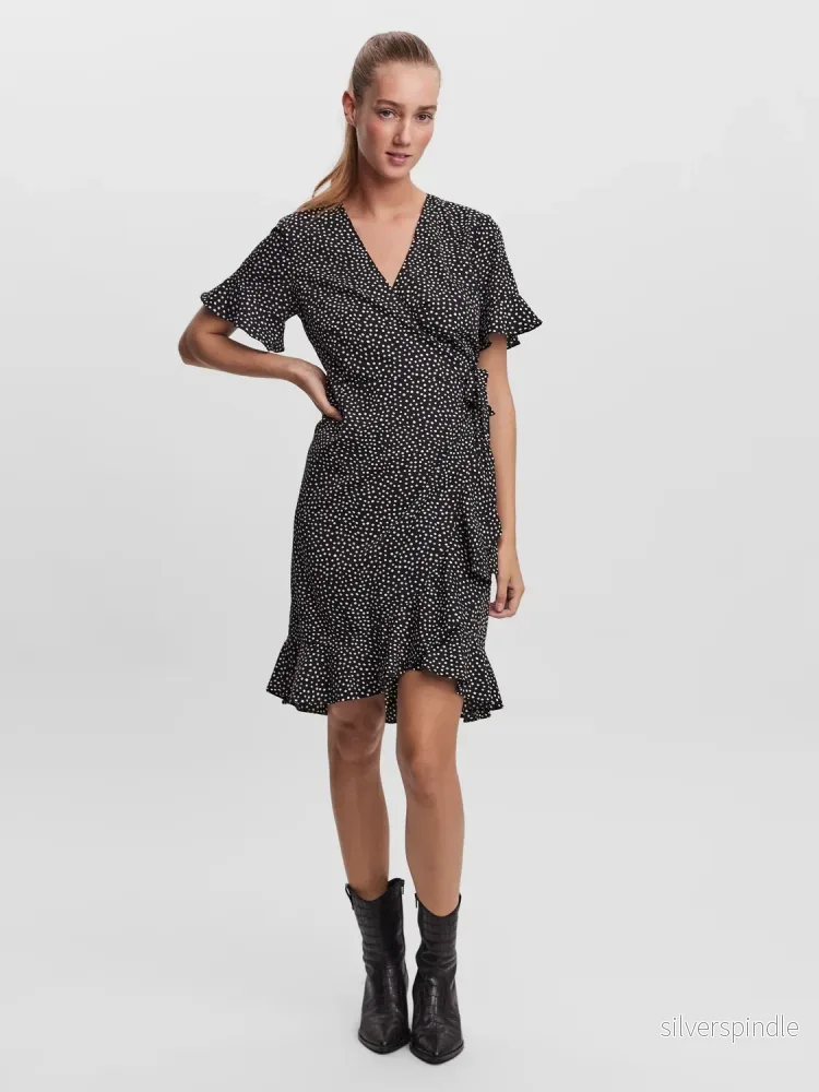 HENNA 2/4 WRAP FRILL DRESS HENNA 2/4 WRAP FRILL DRESS