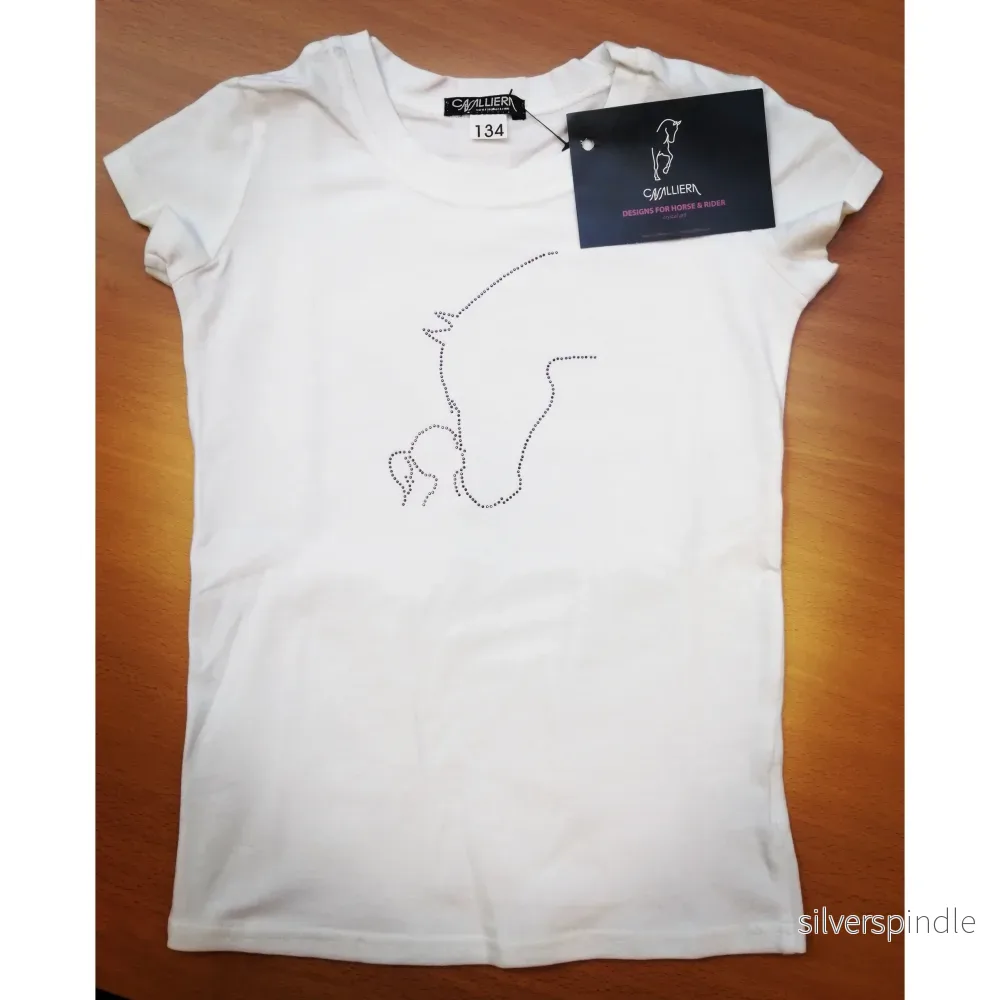Cavalliera Kids T-shirt med rosé strassdekoration hästhuvud