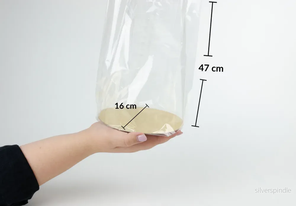 Cellofanpåsar med guld bottenplatta Ø16×47 cm | Transparenta plast - Bild 3