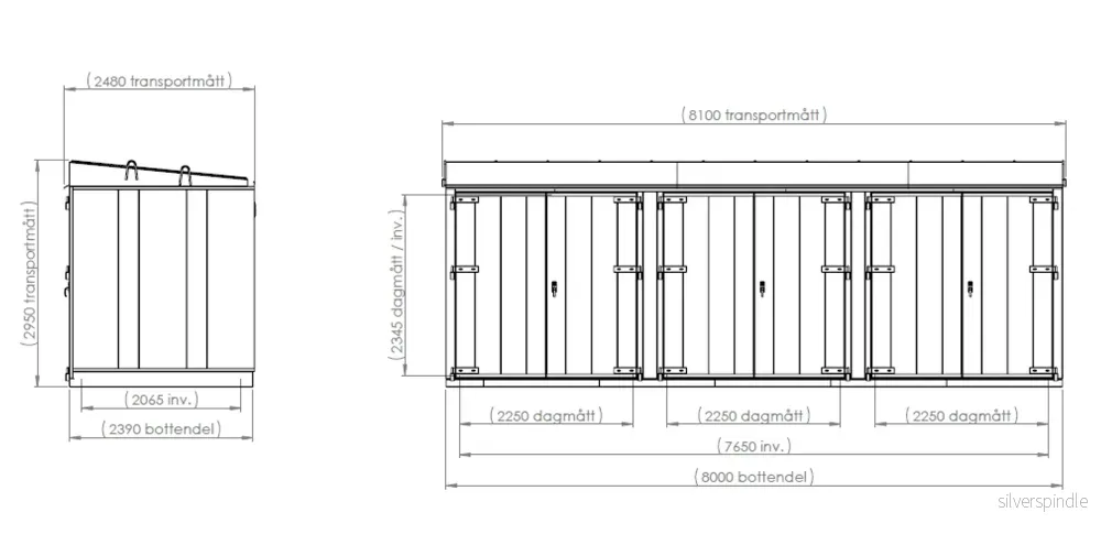 Gasförråd bredd 8 meter Uteskåp EI60 (3st parportar) - Bild 3
