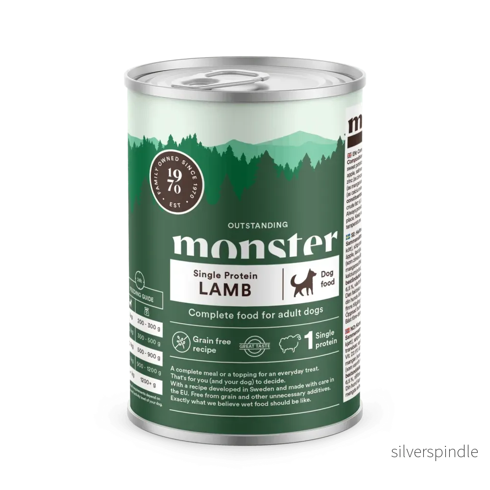 Monster Hund Adult Single Lamb Burk 400 g
