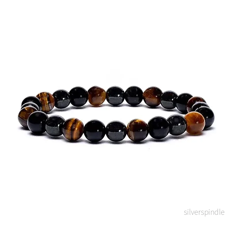 Armband av Hematit, Obsidian och Tigeröga - Bild 2