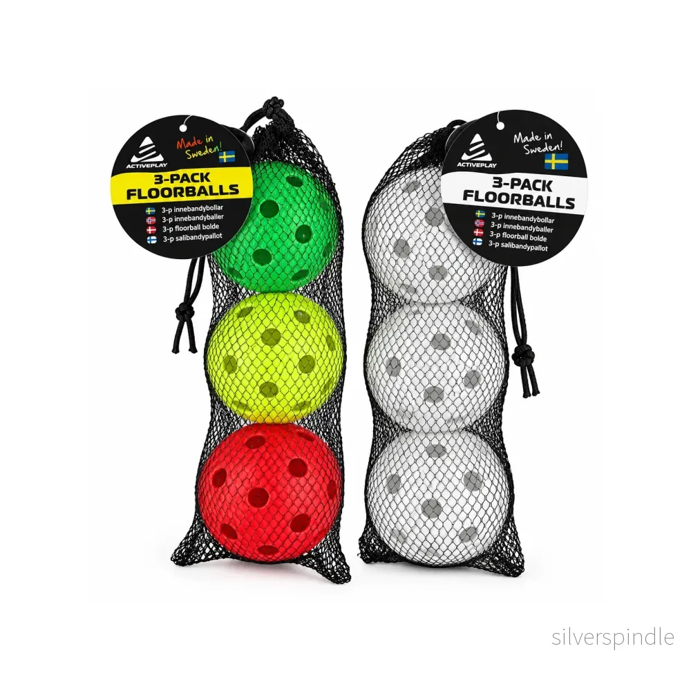 IFF-godkända innebandybollar – 3-pack med meshpåse - Bild 2