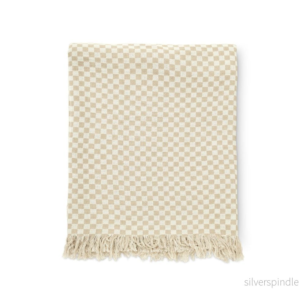 Nefelli rutig pläd beige/vit