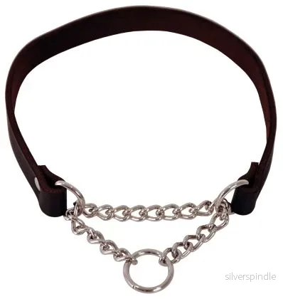 Läderhalsband med kedja svart 12mmx35cm