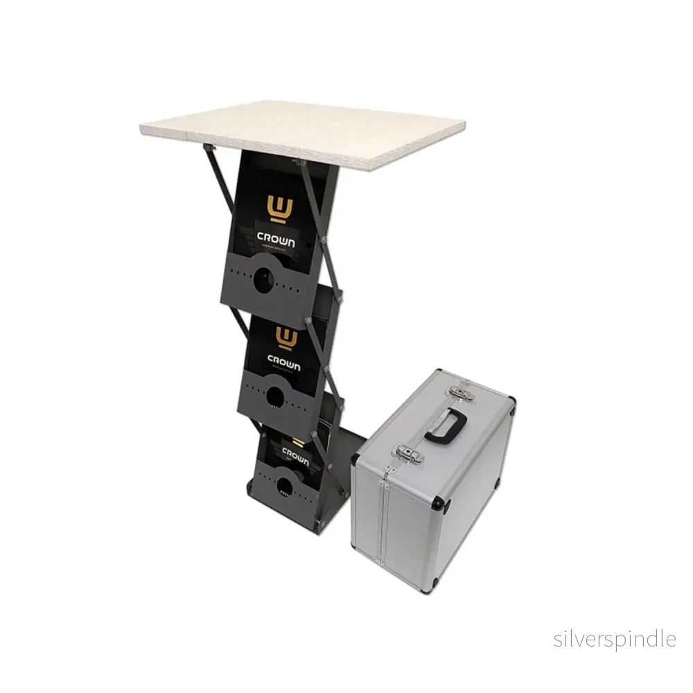 Mässbord med broschyrställ Mässbord med broschyrställ