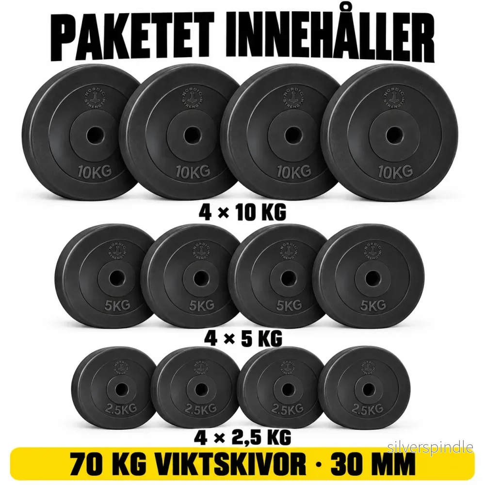 Viktskivspaket 70 kg i hårdplast | 30 mm - Bild 2
