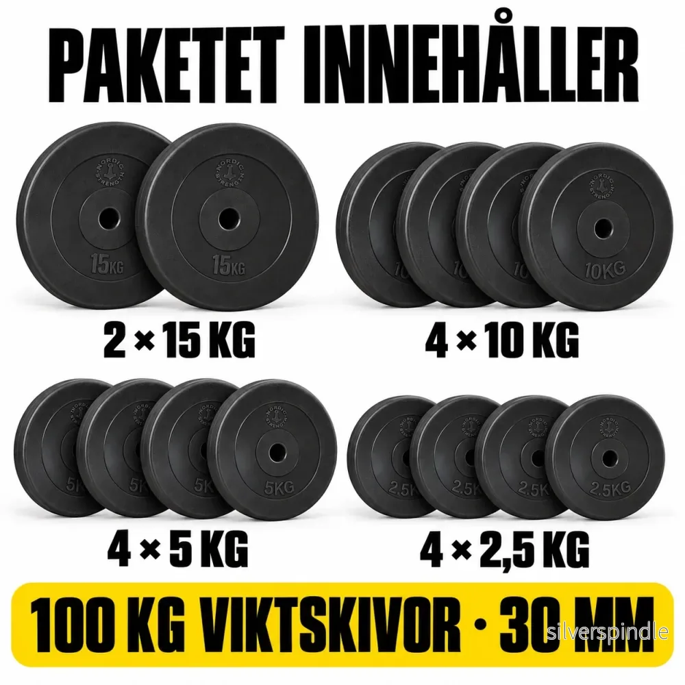 Viktskivspaket 100 kg i hårdplast | 30 mm - Bild 2