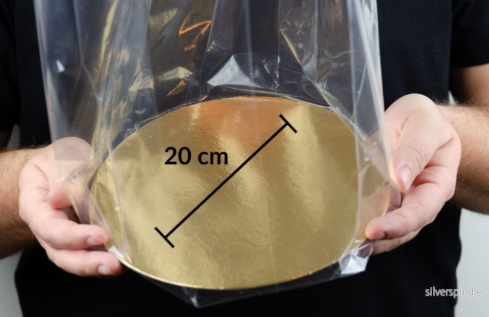 Cellofanpåsar med guld bottenplatta Ø20×60 cm | Transparenta plast - Bild 3