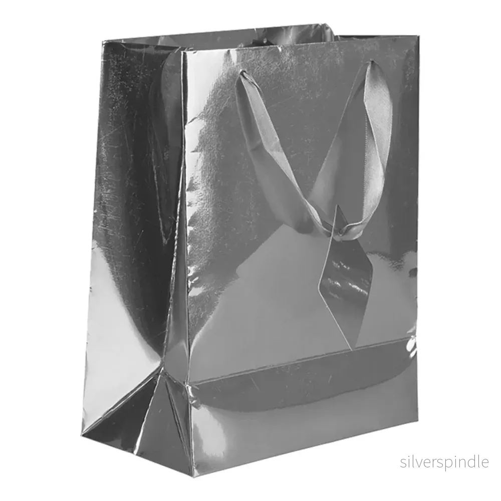 Presentpåse stor – Folie Silver Presentpåse stor – Folie Silver