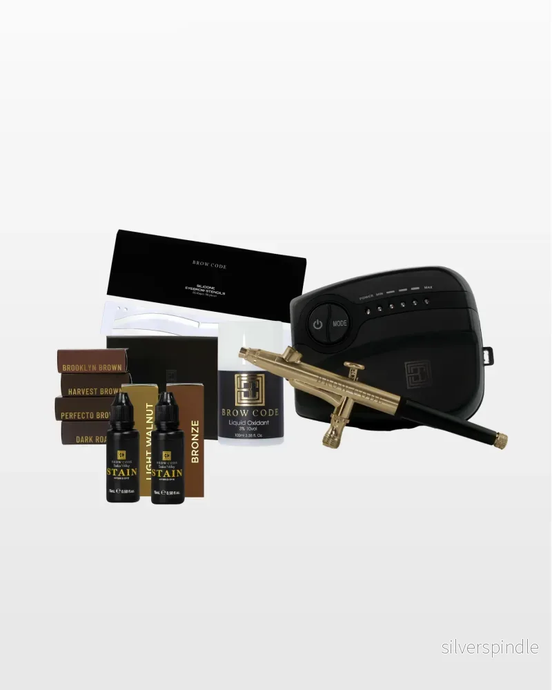 Hybridfärgs Kit - Inkluderande Airbrushmaskin, ögonbrynsstensiler, 10 hybridfärger & Flytande Oxidant/Väteperoxid