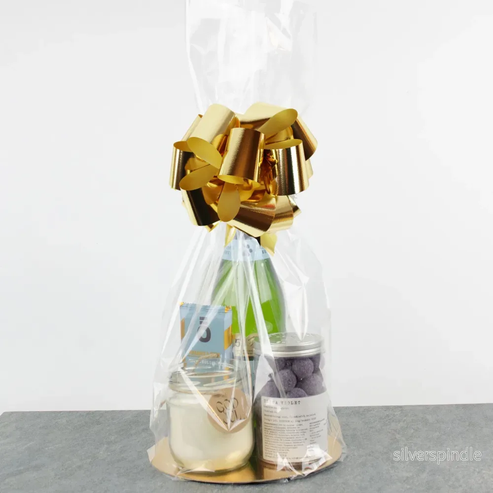 Cellofanpåsar med guld bottenplatta Ø20×60 cm | Transparenta plast - Bild 2