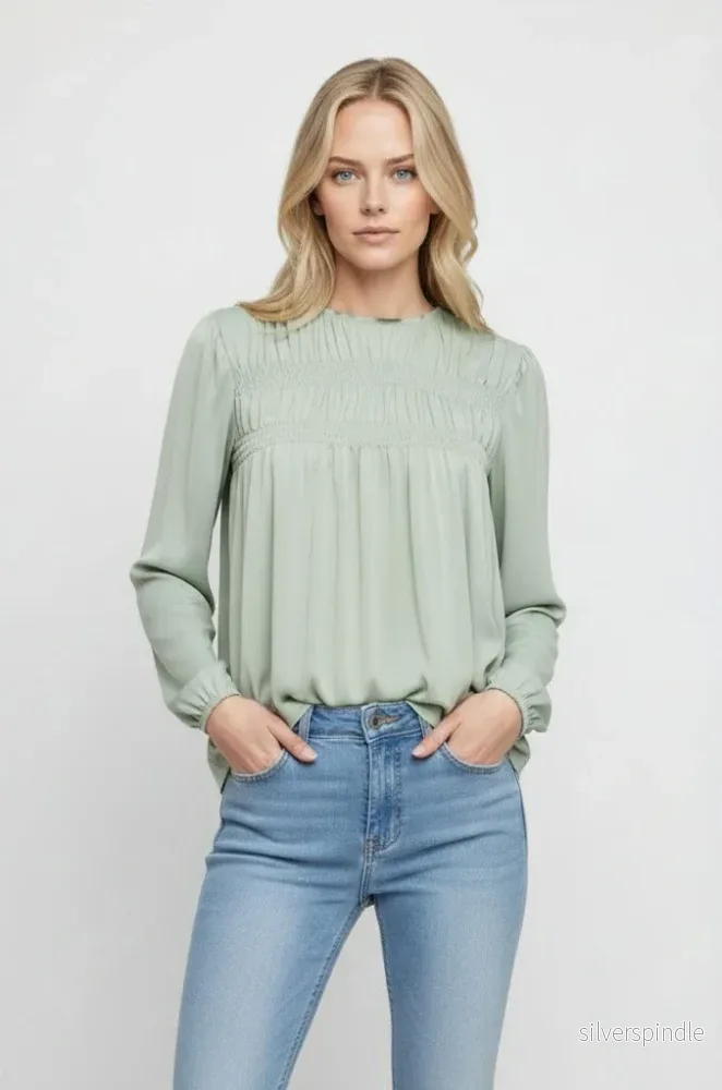 FREE LS SMOCK TOP FREE LS SMOCK TOP