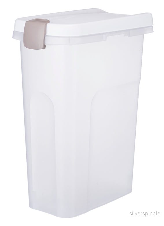 Fodertunna, 25 l/, 24 × 51 × 39 cm, transparant/vit