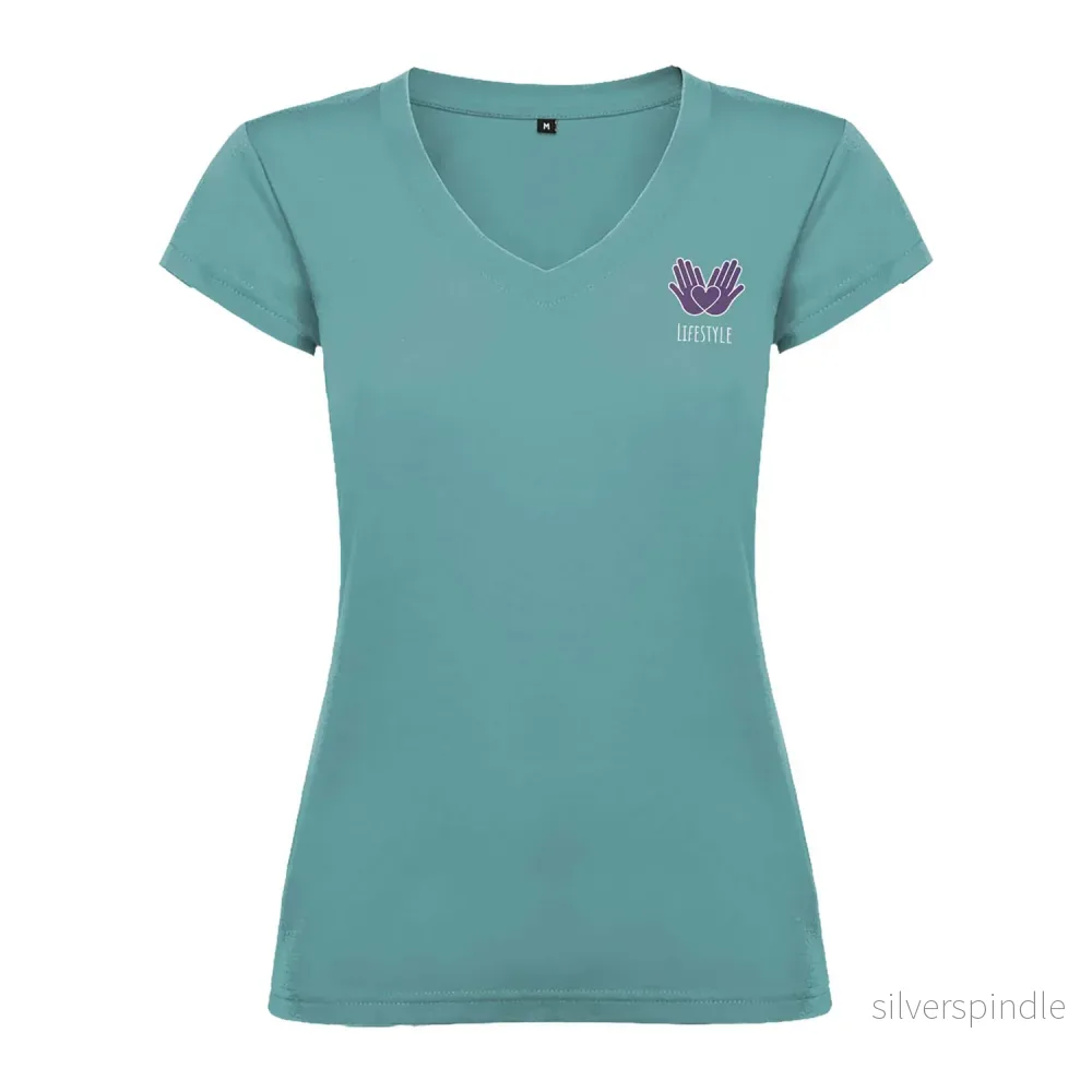 Victoria kortärmad v-ringad T-shirt för dam