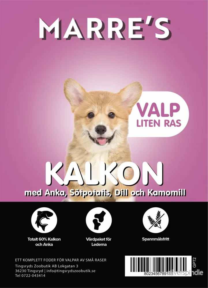 Marre´s Valp Liten Ras Kalkon med Anka 2kg Marre´s Valp Liten Ras Kalkon med Anka 2kg