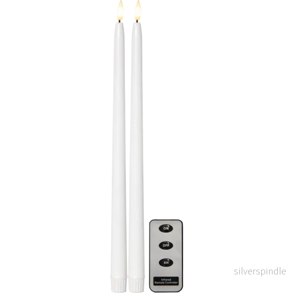 Antikljus vit LED 38cm 2-pack ink. fjärrkontroll