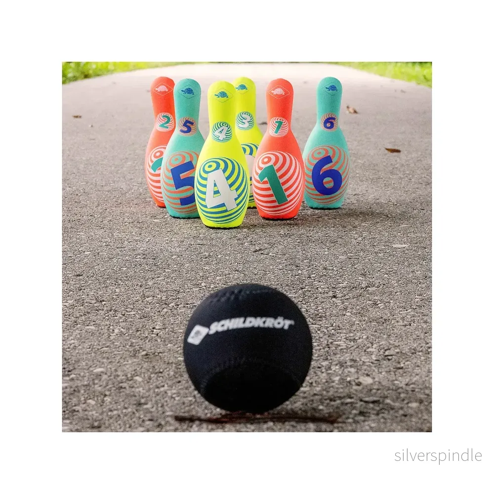 Bowlingset i Neopren – 6 Käglor och Boll med Förvaringspåse - Bild 3