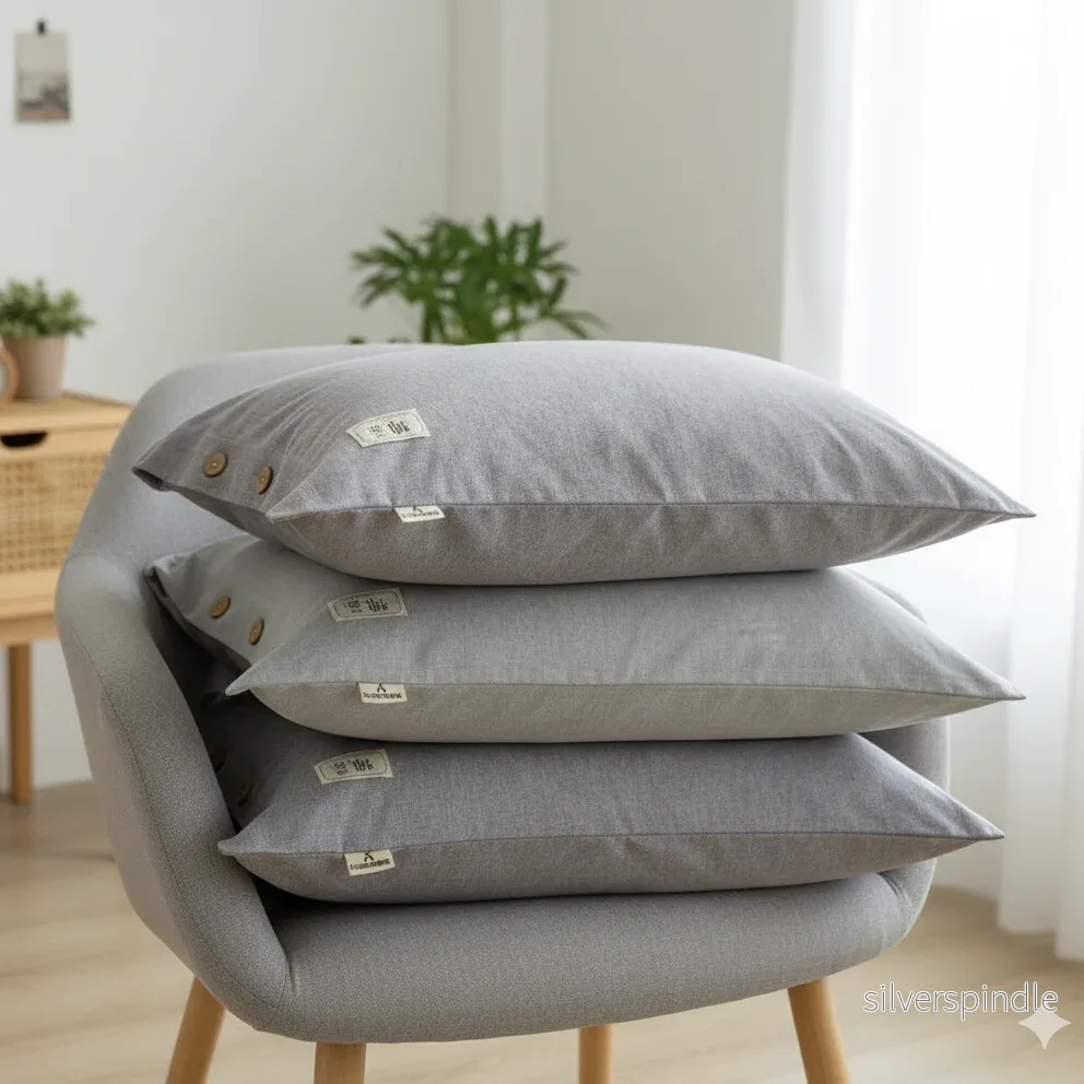 Cushion Cover ROMA Light Blue – Stylish and soft linen-feel cushion cover 2-Pack (48x74 cm) - Bild 3