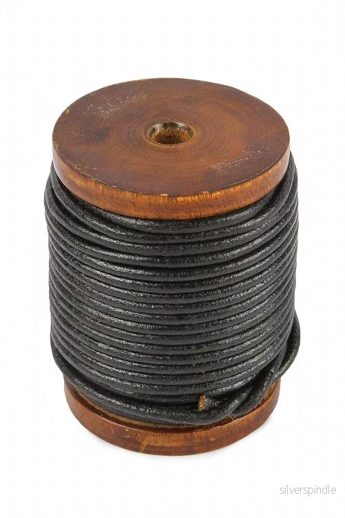 Läderband svart, 20 meter, 3 mm - Bild 3