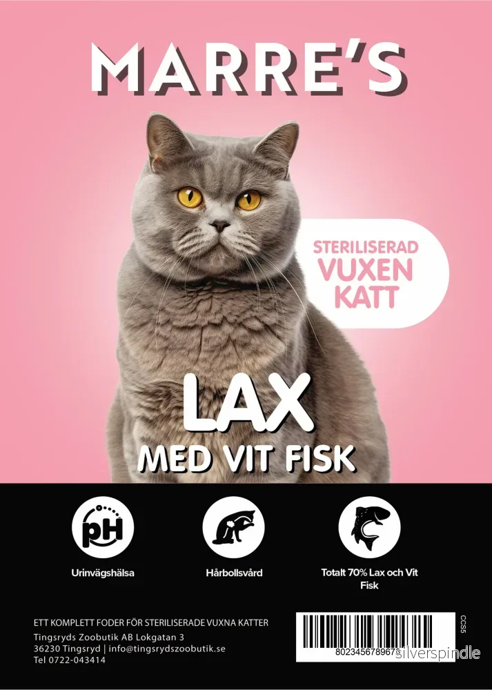 Marre´s Connoisseur Katt Steriliserad Lax med Vit Fisk 1,5kg