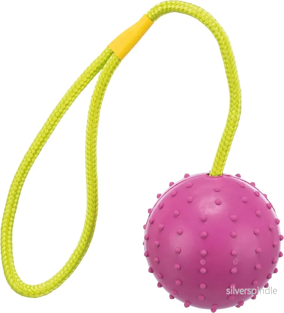 Leksak Gummiboll 7 cm med rep 30 cm Leksak Gummiboll 7 cm med rep 30 cm