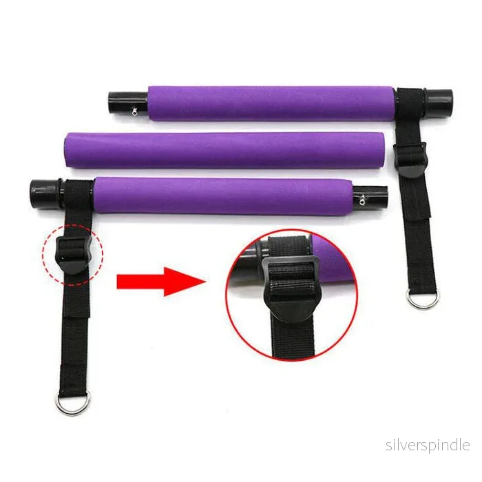 Pilates bar med justerbara remmar och 6 elastiska band - Bild 3