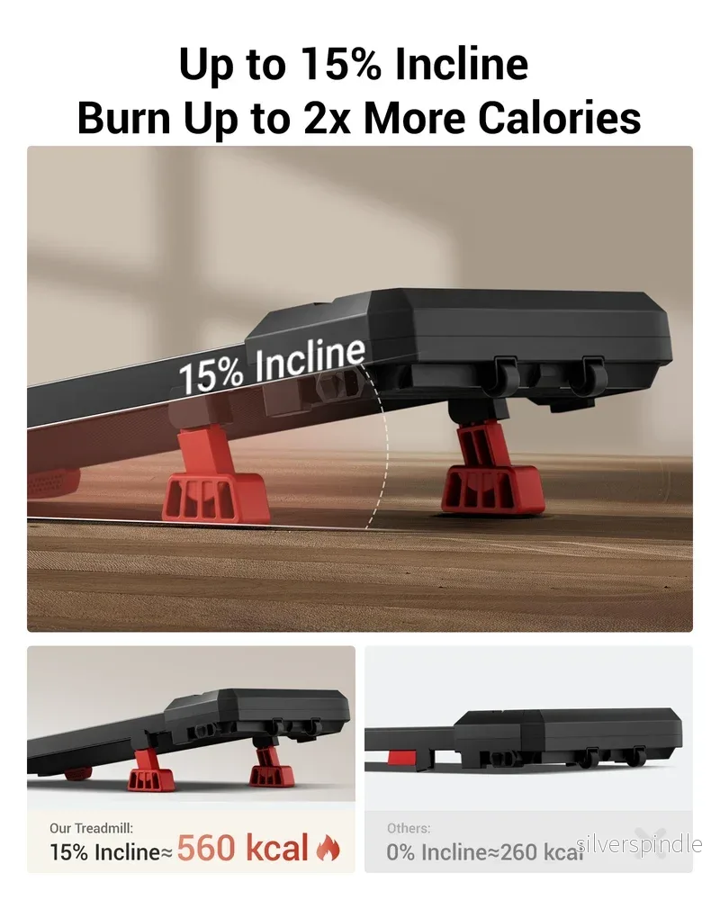 Walking Pad med 15 % lutning, vibration och tystgående 3,0 HK-motor - Bild 3