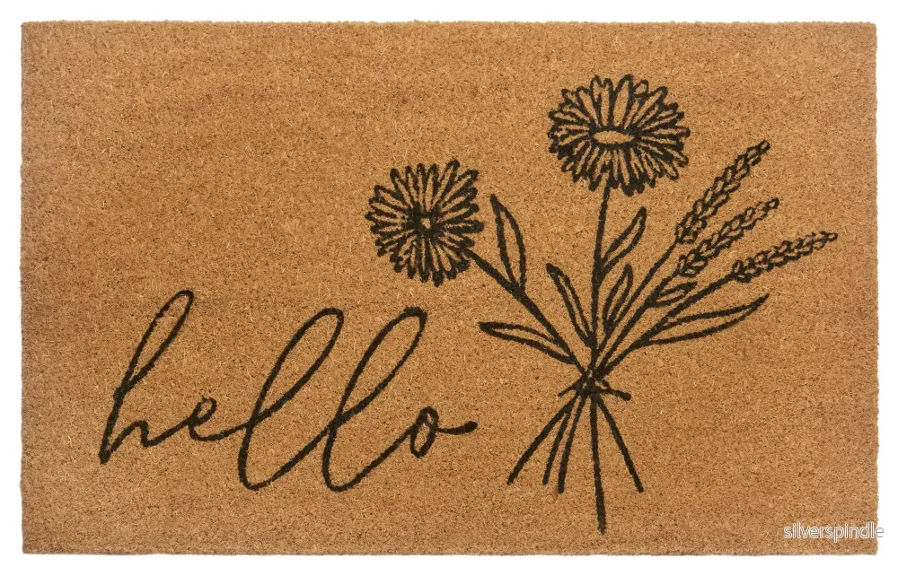 Dörrmatta Hello & Flowers kokos
