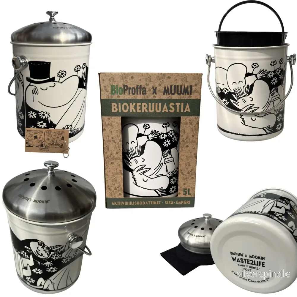 BioProffa X Moomin WASTE2LIFE "Early Birds",Biokeruuastia+ sisä-ämpäri, 5L, koivu - Bild 2