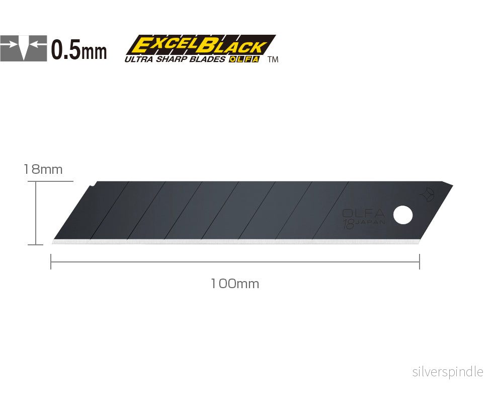 Olfa LBB-10, 10st Ultra sharp black 18mm brytblad - Bild 2