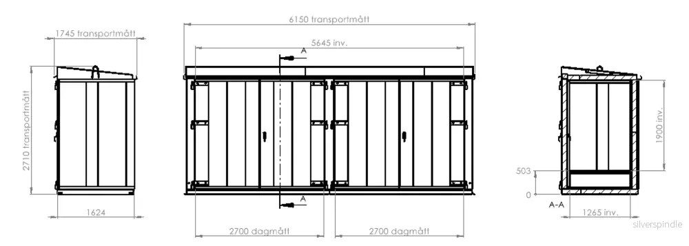 Kemskåp spillback 2x1150 liter EI60 Utomhusbruk - Bild 3