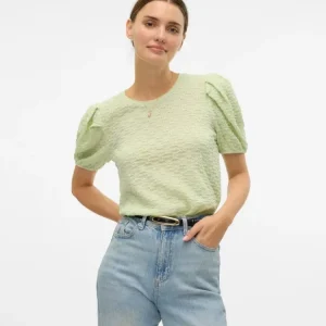 FLOWER SS PUFF SLEEVE TOP