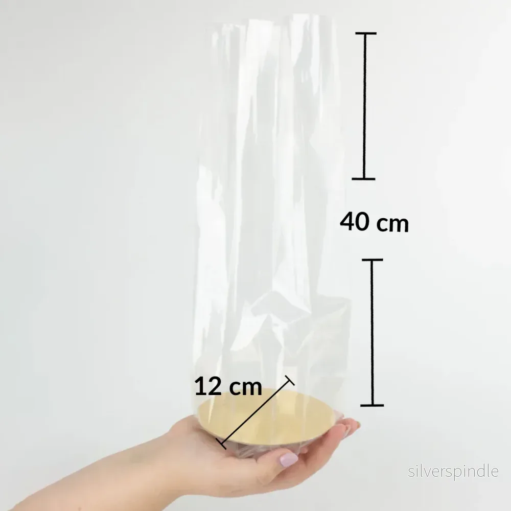 Cellofanpåsar med guld bottenplatta Ø12×40 cm | Transparenta plast - Bild 3