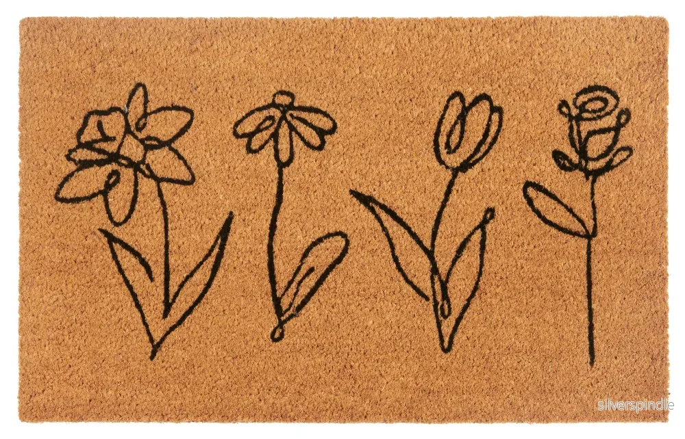 Dörrmatta Line-Art Flowers kokos