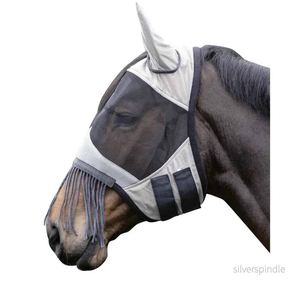 HKM Flugspraymask med fransar silver/grå