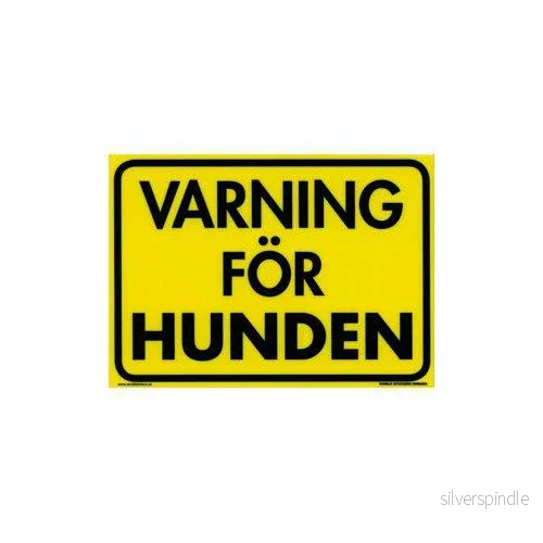 SKYLT VARNING FÖR HUNDEN GUL 280x200MM SKYLT VARNING FÖR HUNDEN GUL 280x200MM