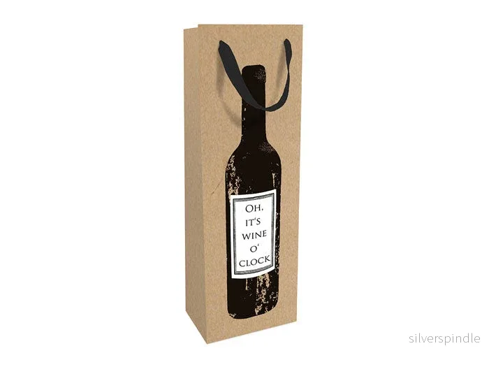 Presentpåse till flaska | Wine o´clock | Flaskpåse 12×37 cm