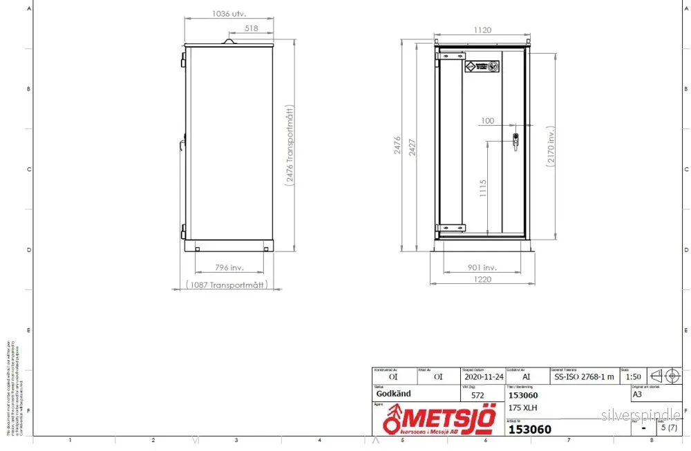 Gasskåp 175XLH för 2 styck P45 Uteskåp EI30 - Bild 3