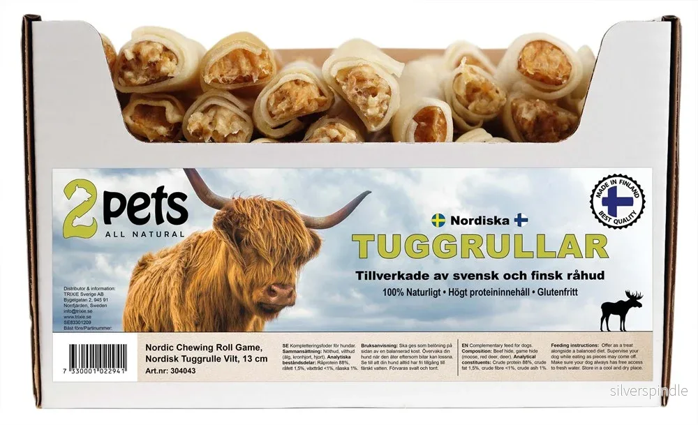 2pets Nordisk tuggrulle med vilt, 13 cm 2pets Nordisk tuggrulle med vilt, 13 cm
