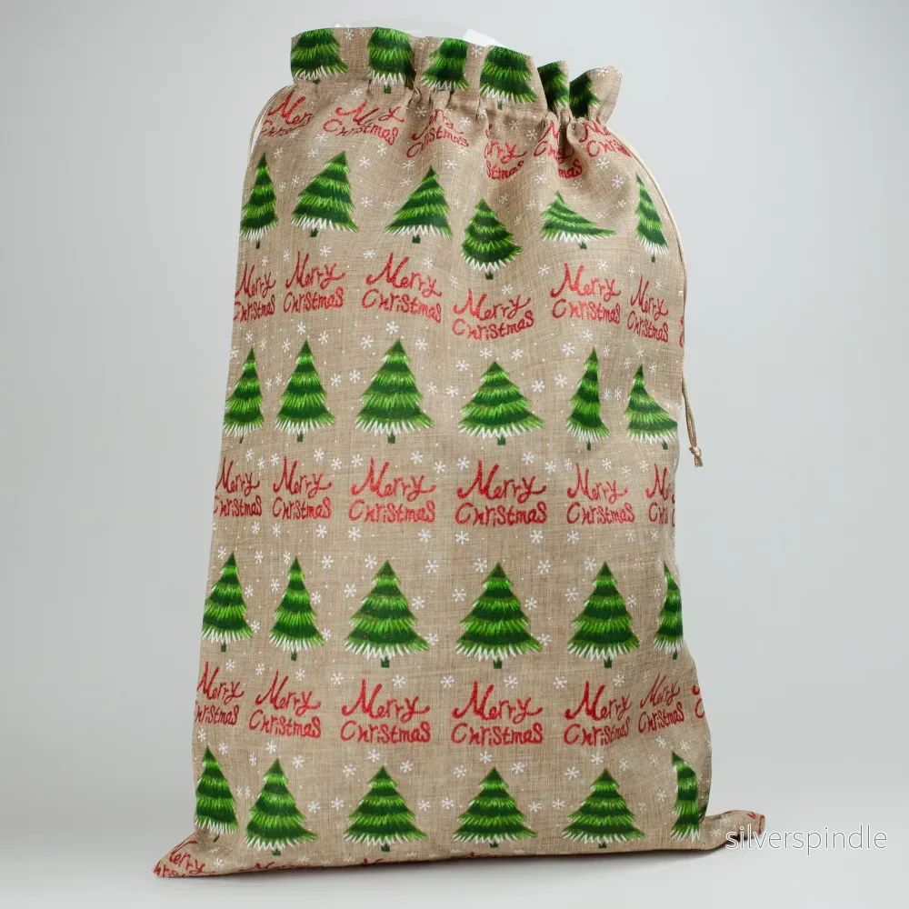 Julsäck – Julmotiv | Merry Christmas | 40×60 cm | Jutesäck – XL