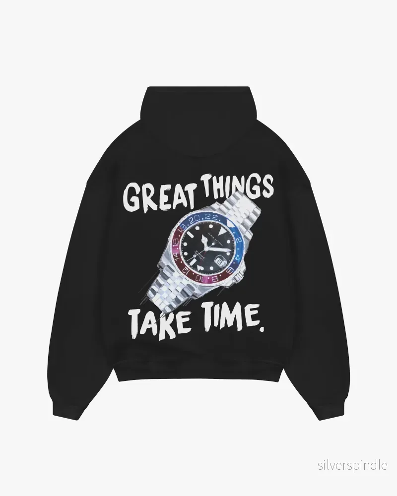 Great Things Take Time Hoodie Svart
