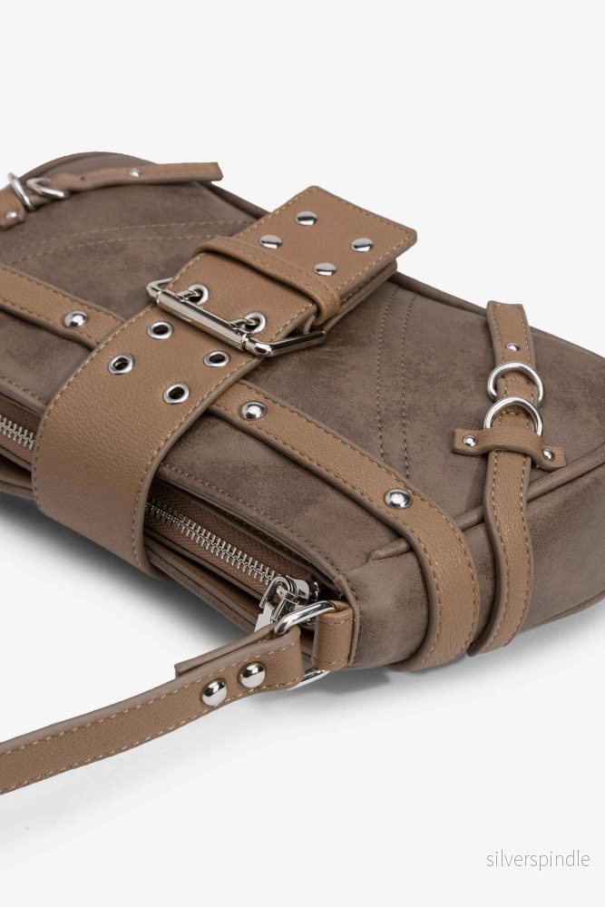 BROWN SHOULDER BAG WITH BUCKLE CLEENA - Bild 2