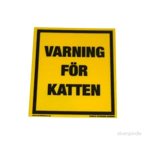 Varning för katten 80x95mm Gul Varning för katten 80x95mm Gul