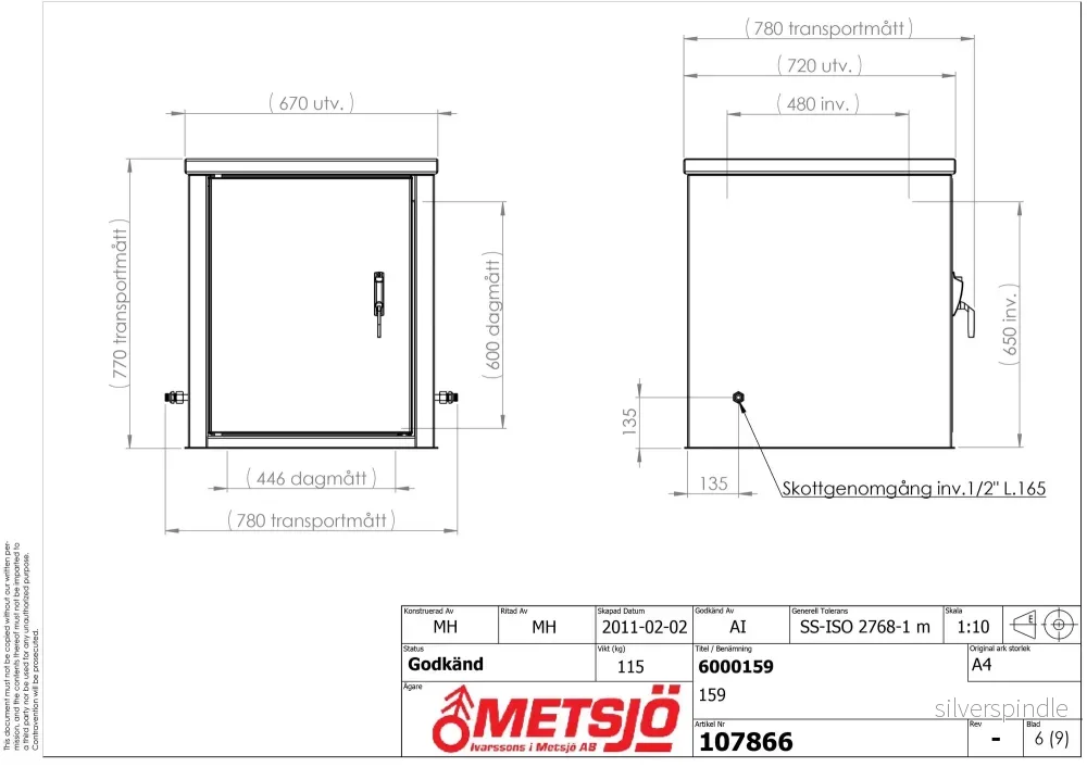 Gasskåp 159 - 1 styck P11 Inomhusskåp EI30 (107866) - Bild 3