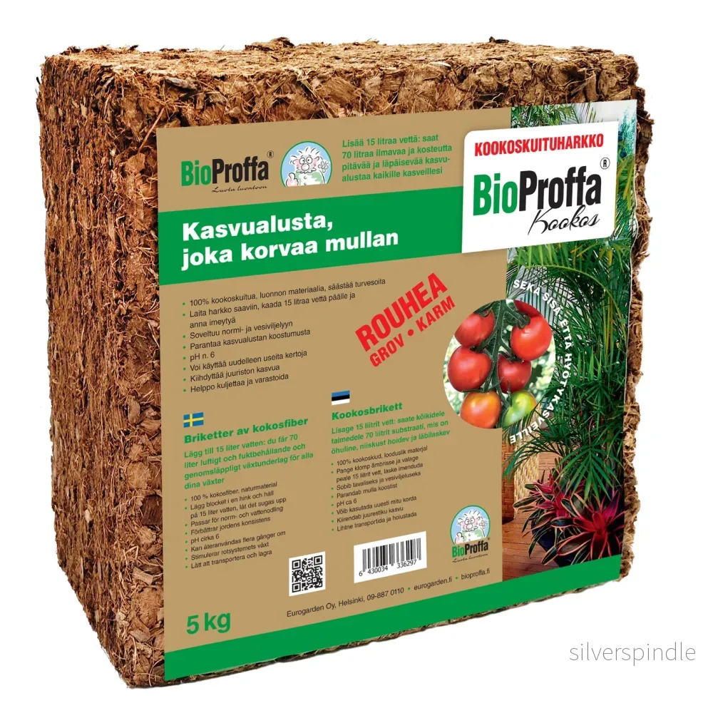Kookoskuituharkko, ROUHEA, 5 kg, 70-75 litraa, BioProffa Kookoskuituharkko, ROUHEA, 5 kg, 70-75 litraa, BioProffa