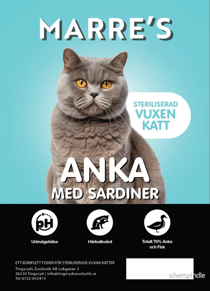Marre´s Connoisseur Katt Steriliserad Anka med Sardiner 5kg