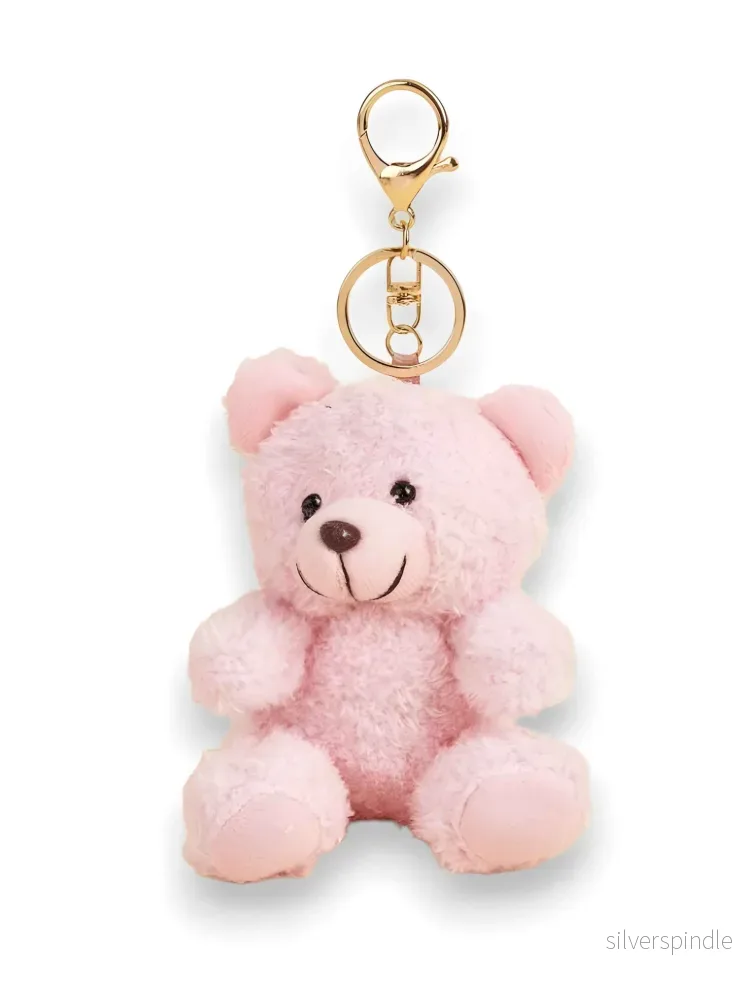 PINK TEDDY BEAR KEYRING BAG DECOR